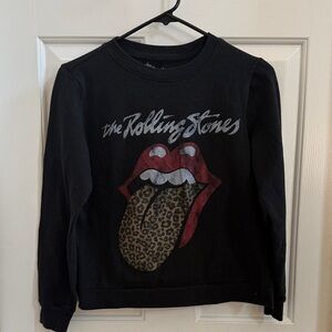 Rolling Stones Leopard Tongue Black Graphic Sweatshirt